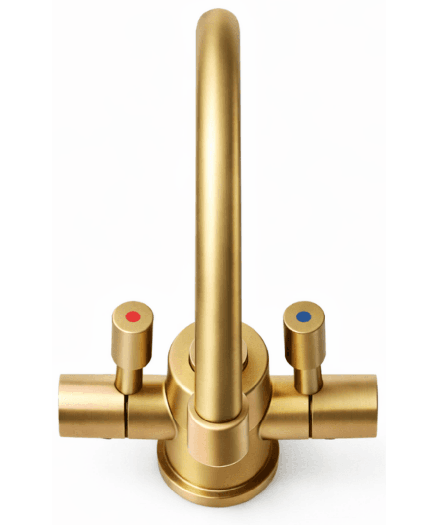 Lumina – Faucet and under-sink system for hot and cold water – Brushed gold finish – Side