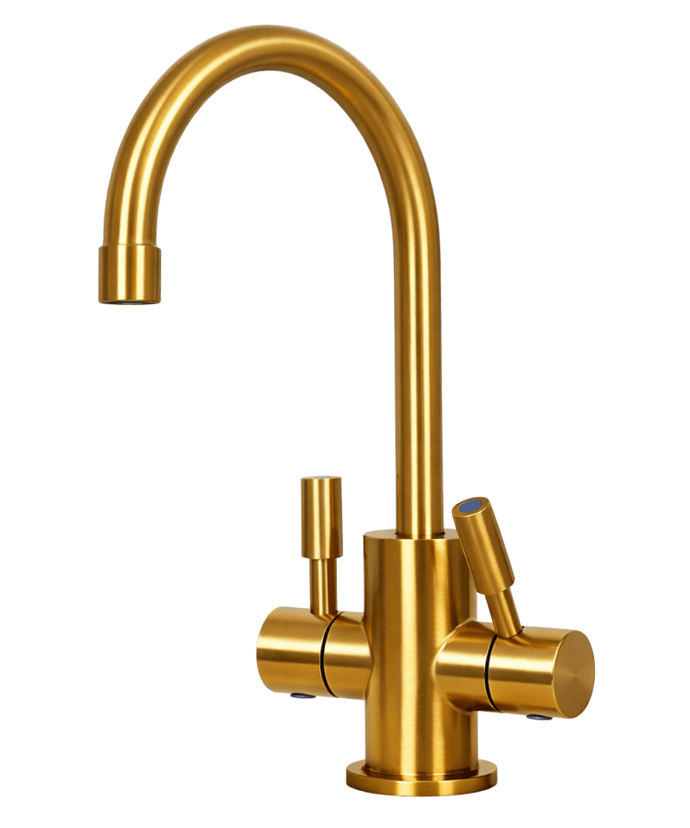 Lumina – Faucet and under-sink system for hot and cold water – Brushed gold finish – Front