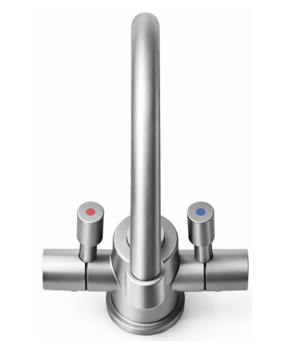 Lumina – Faucet and under-sink system for hot and cold water – Stainless steel / silver finish – Side