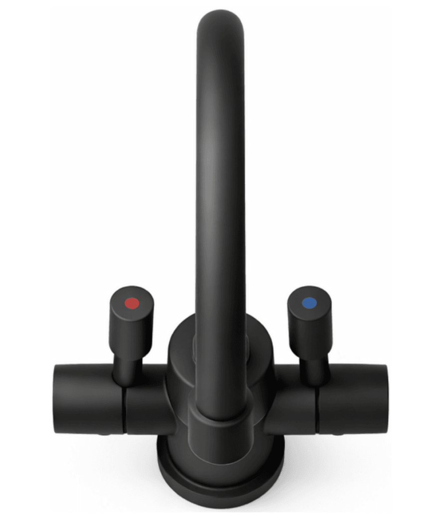 Lumina – Hot and cold water under-sink faucet and system – matte black finish – side
