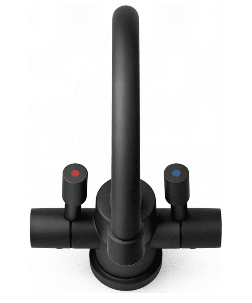 Lumina – Hot and cold water under-sink faucet and system – matte black finish – side