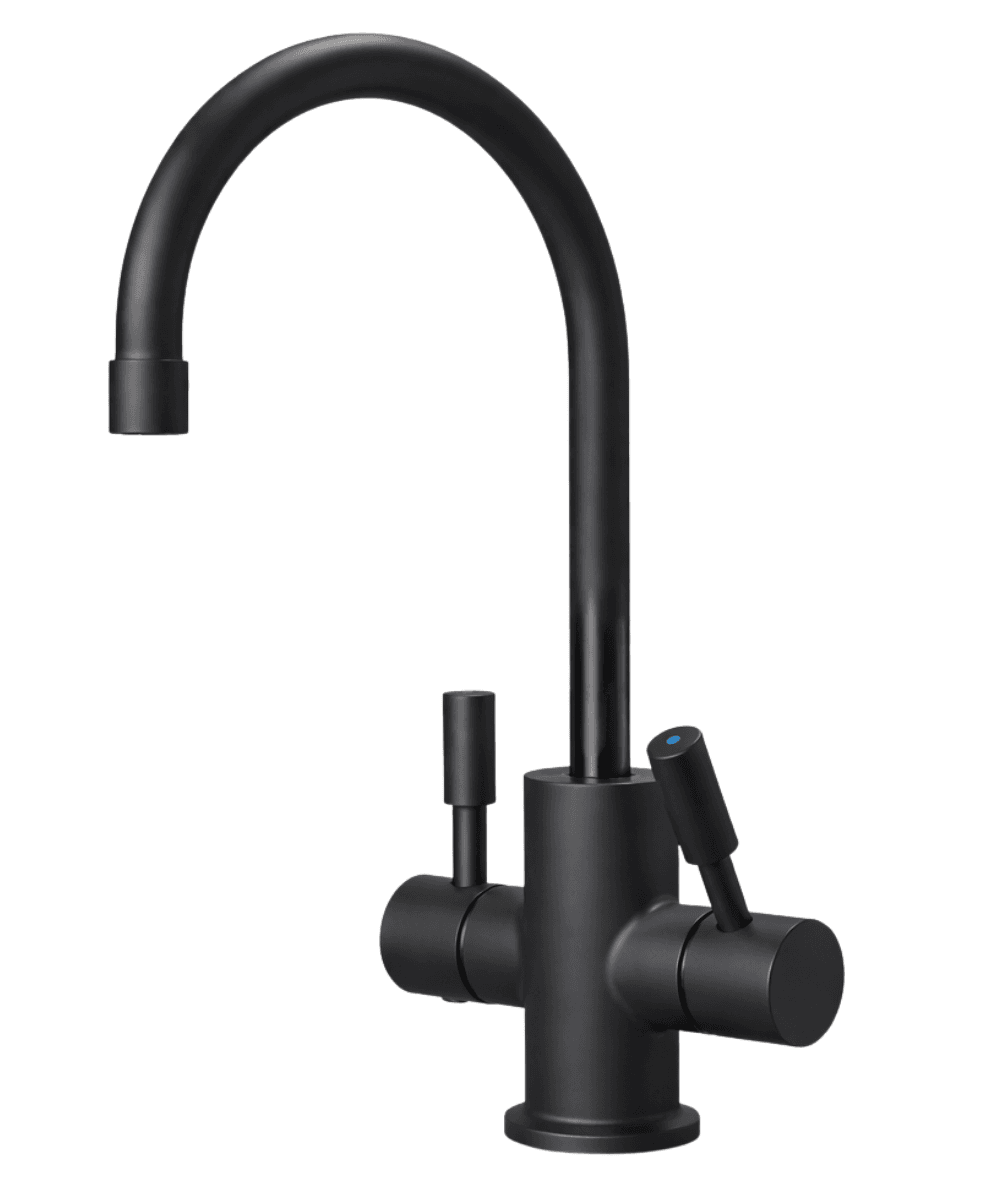 Lumina – Faucet and under-sink system for hot and cold water – Matte black finish – Front