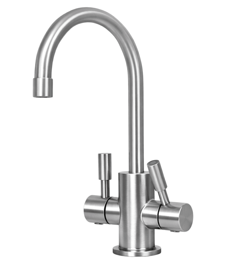 Lumina – Faucet and under-sink system for hot and cold water – Stainless steel / silver finish – Front Lumina – Faucet and under-sink system for hot and cold water – Stainless steel / silver finish – Front